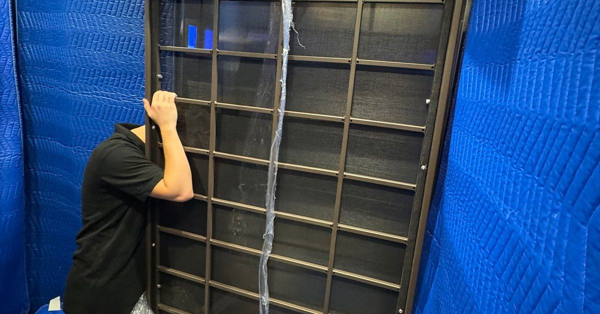 Condo freight elevator protected with moving blankets during a Grey Peacock move in Toronto